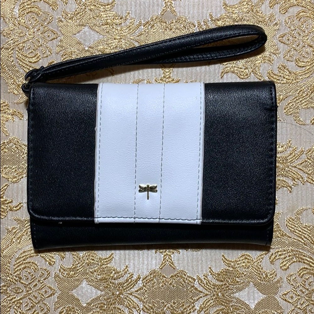 Kate Landry Black & White Dragonfly Phone Wristlet